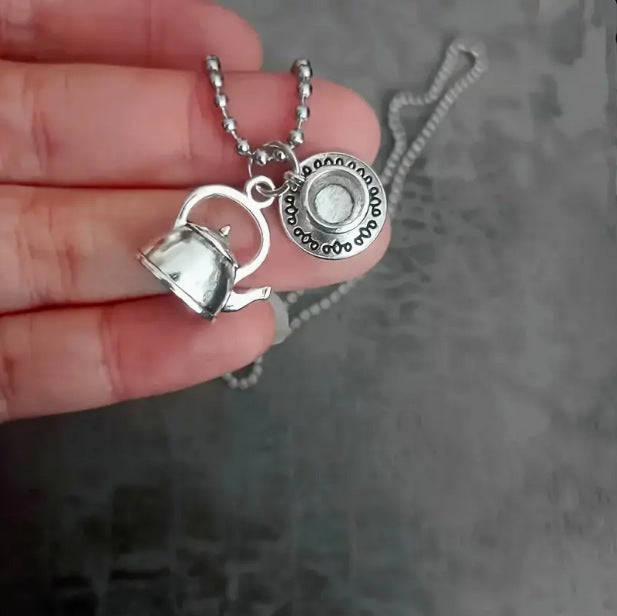 Wholesale  Retro Alloy Jewelry Accessories Water Kettle Coffee Cup Pendant Necklace