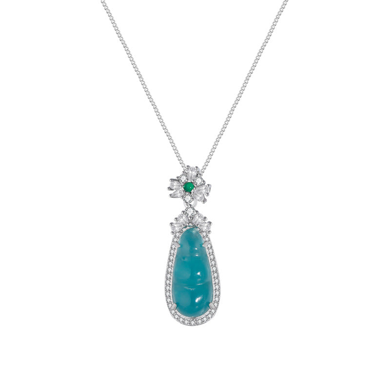Wholesale Teal Gourd Mung Bean Pendant Necklace