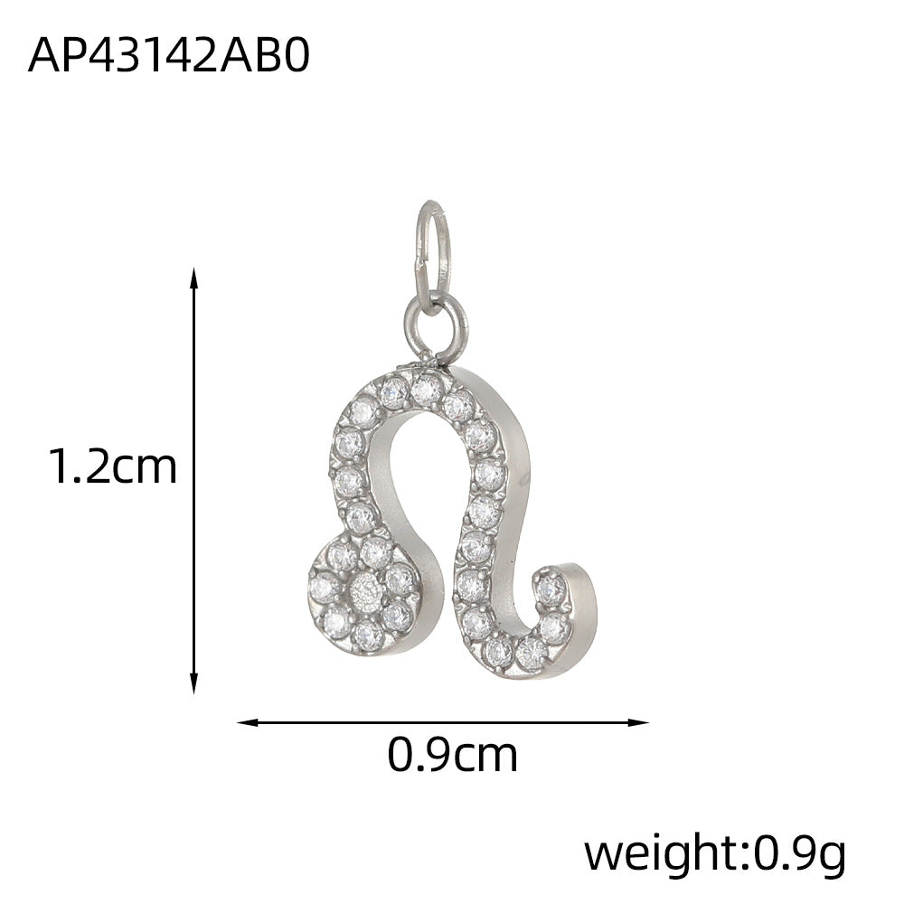 Wholesale Twelve Zodiac DIY stainless steel micro-inlaid diamond pendant