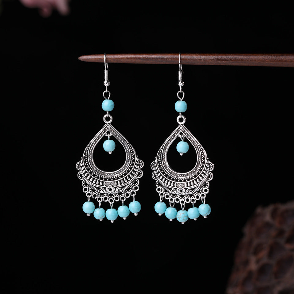Wholesale  retro ethnic style blue turquoise earrings