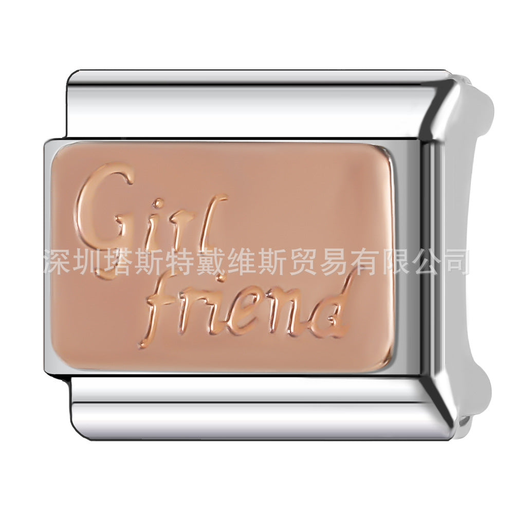 Wholesale 9mm Italian Charm Starter Bracelets DIY square Single Section Creative Stainless Steel Composable Bracelet