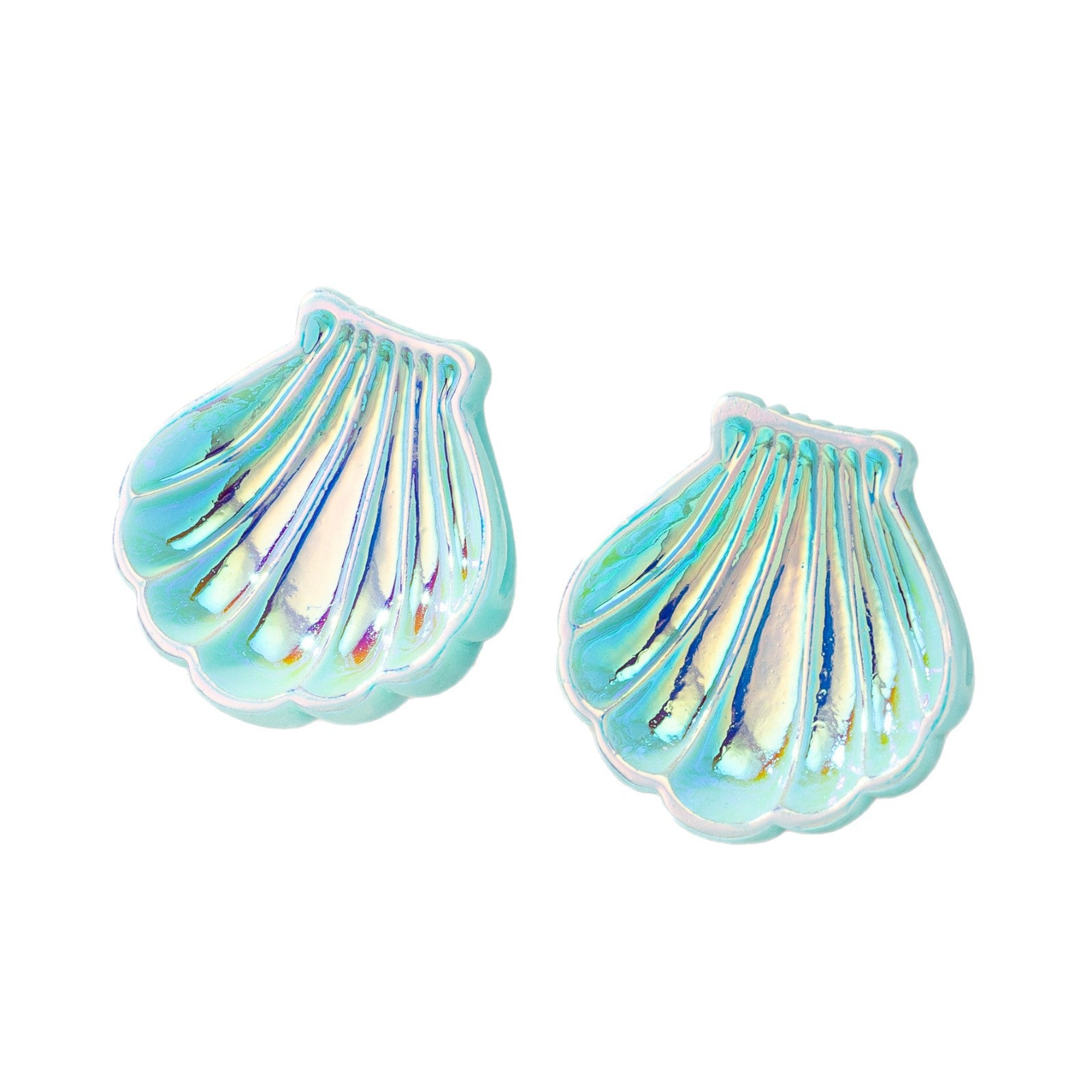Wholesale Acrylic Electroplated Shell Flower Earrings For Women Blue Stylish Beach Vacation Jewelry