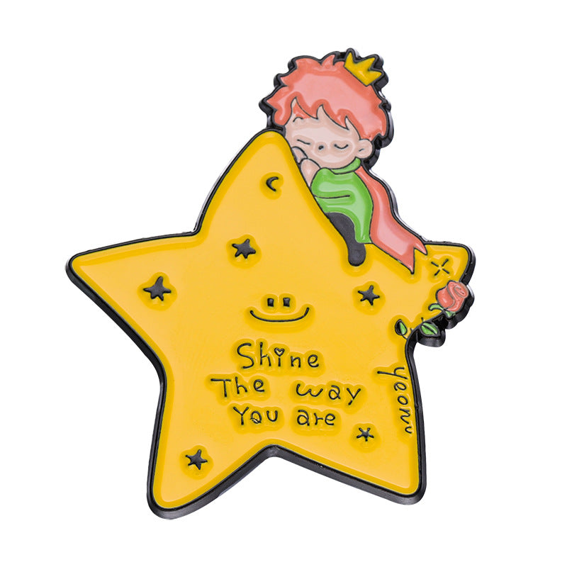 Wholesale Cute Cartoon Little Prince Star Fairy Tale Brooch Moon Aesthetic Badge ACC-BCH-QiHe002