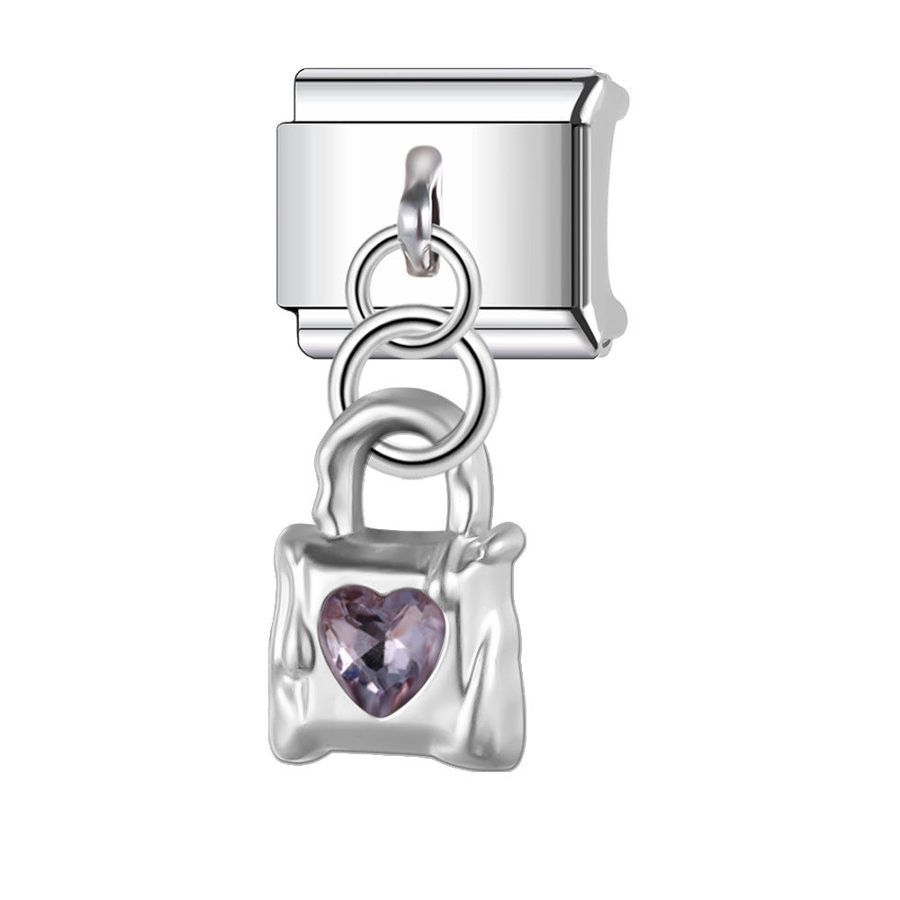 Wholesale Italian Charm Bracelet 9mm DIY Splicing Cross with Diamond Heart Stainless Steel Composable Bracelet