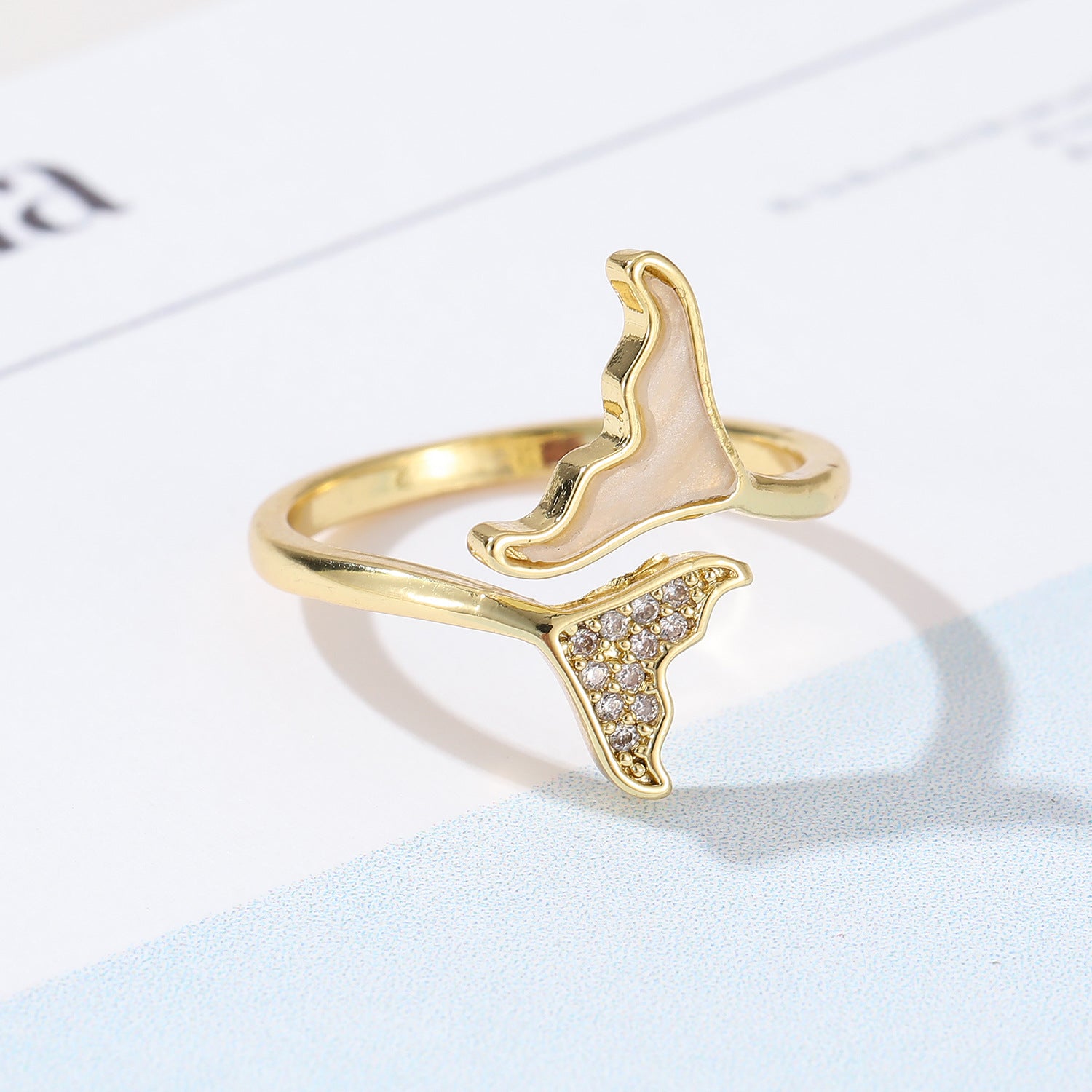 Wholesale  Mermaid Fishtail Stacked Ring Opening Ring