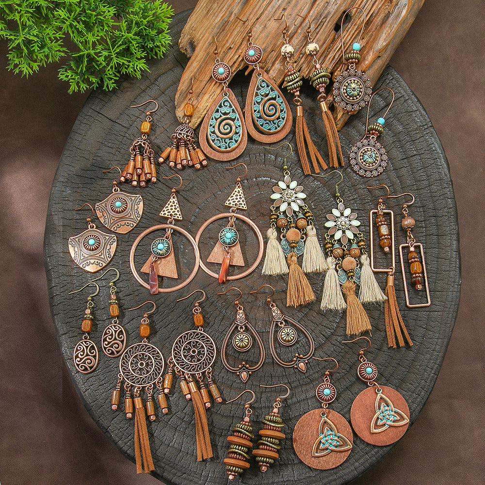 Wholesale Retro Bohemian Alloy Geometric Earrings for Everyday Wear