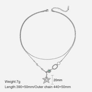 Wholesale Stainless Steel Three-Layer Pearl Starfish Pendant Necklace