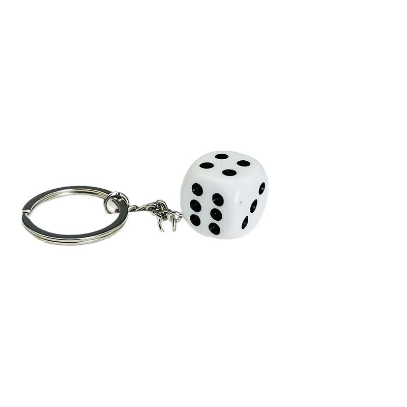Wholesale Creative Resin Black and White Dice Keychain