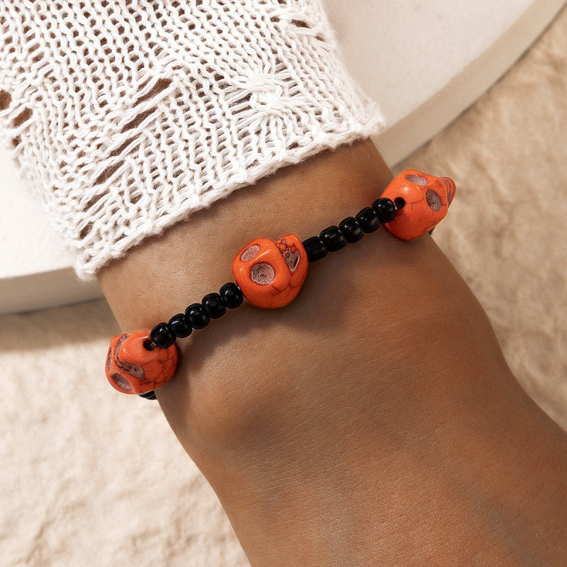 Wholesale Halloween  Pumpkin Rice Bead Bracelet Set