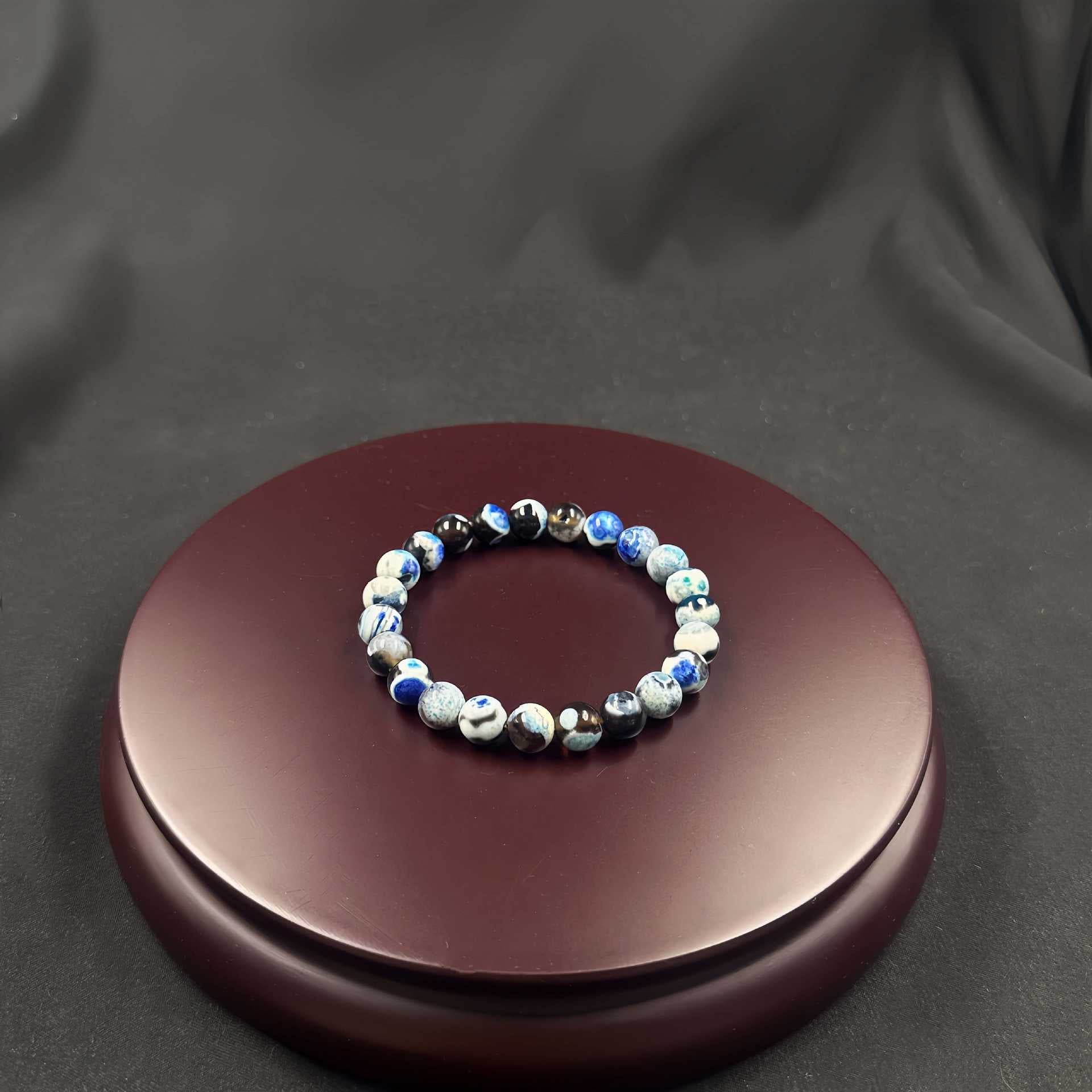 Wholesale Blue Agate Stone Adjustable Bracelet