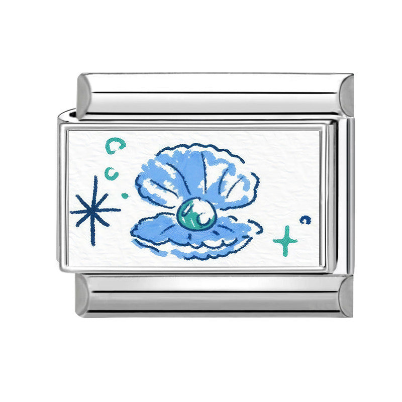 Wholesale 9mm Italian Charm Starter Bracelets Blue series DIY square Single Section Creative Stainless Steel Composable Bracelet