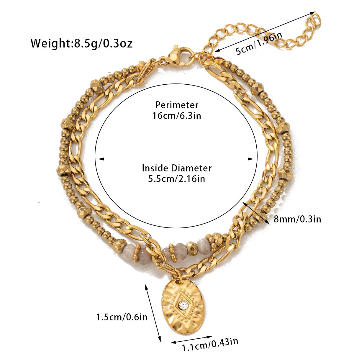 Wholesale Titanium Steel Bracelets Bohemian Natural Stone Beaded Bracelets ACC-BT-Jind001