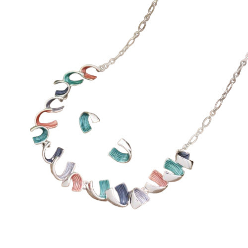 Wholesale  Enamel Geometric Spiral Earrings Necklace Set