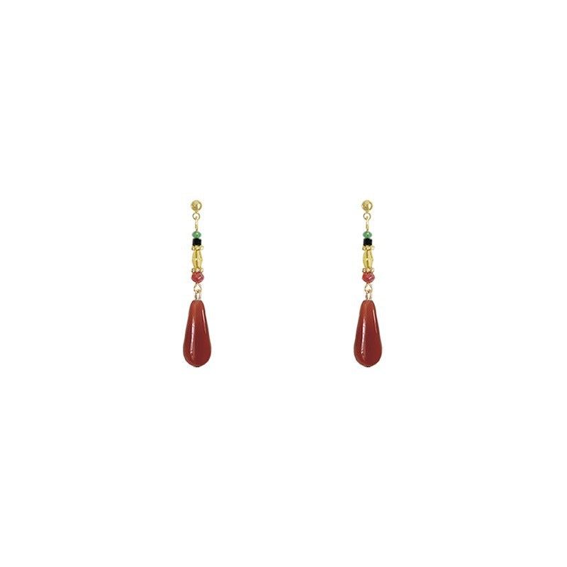 Wholesale Electroplated Resin Beaded Tassel Earrings Retro Chinese Dangle Drop Earrings for Women Party Wear