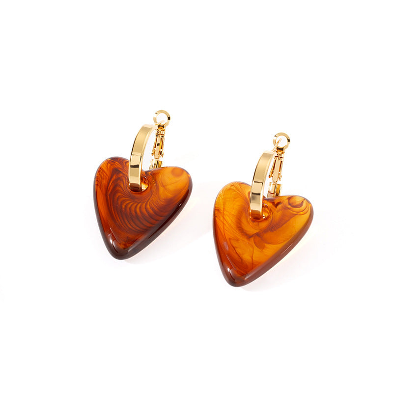Wholesale Stainless Steel Resin Heart Earrings Minimalist Everyday Jewelry Gift