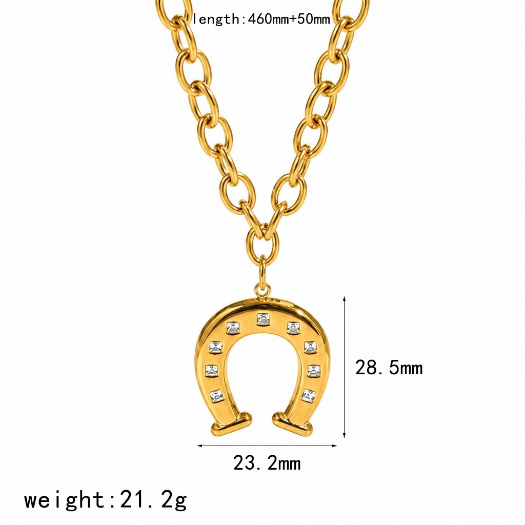 Wholesale Stainless Steel Horseshoe U Shape Necklace And Bracelet Set Everyday Fashion Jewelry