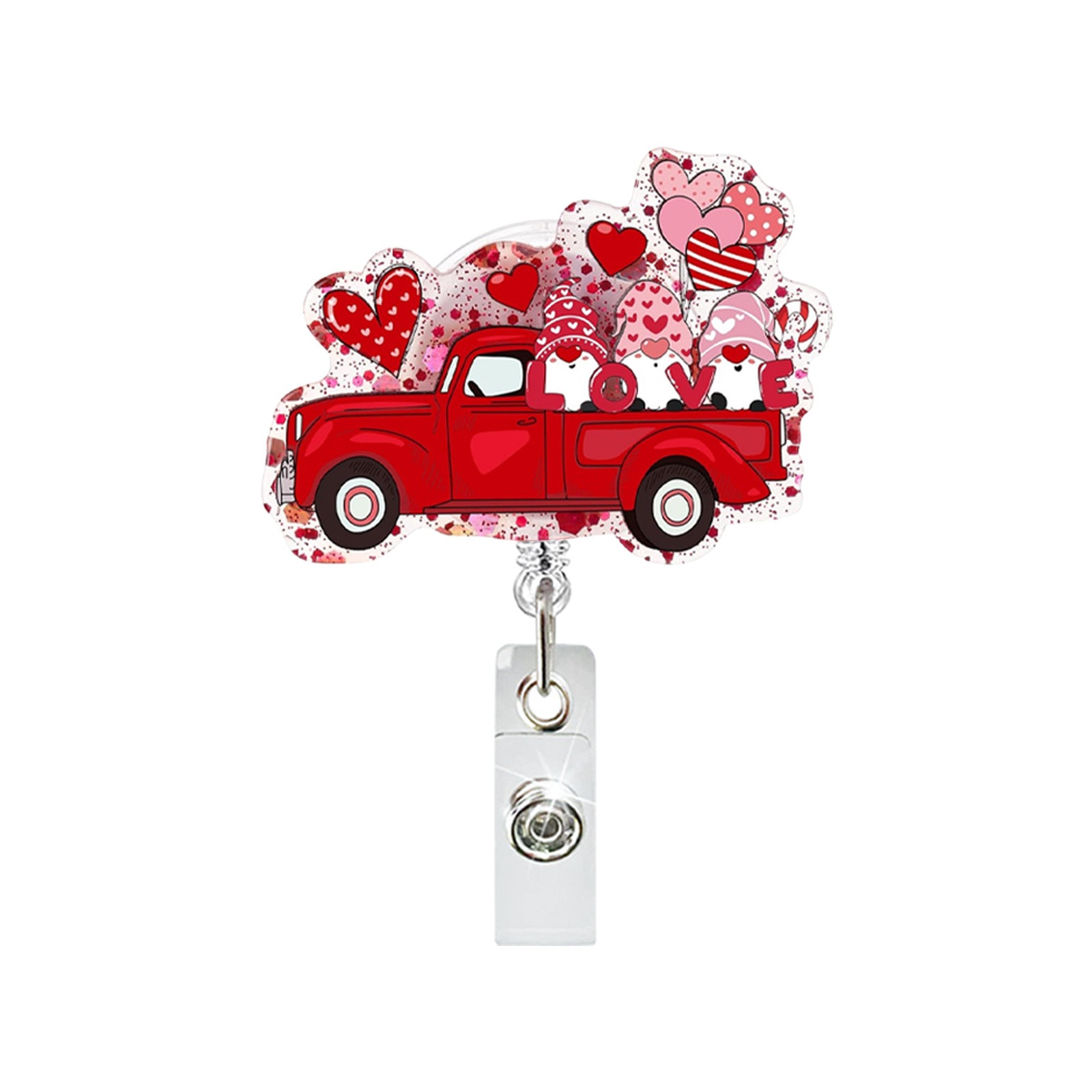 Wholesale Valentine' s Day Love Confession Acrylic Retractable ID Badge Clip - Fashion Accessory