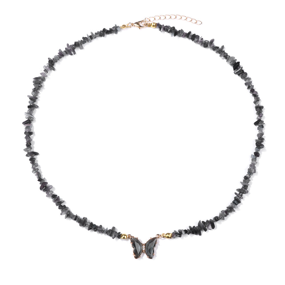 Wholesale Agate Bead Necklace with Artificial Crystal Pendant,  Geometric Handmade Jewelry Accessory for Women Everyday Wear