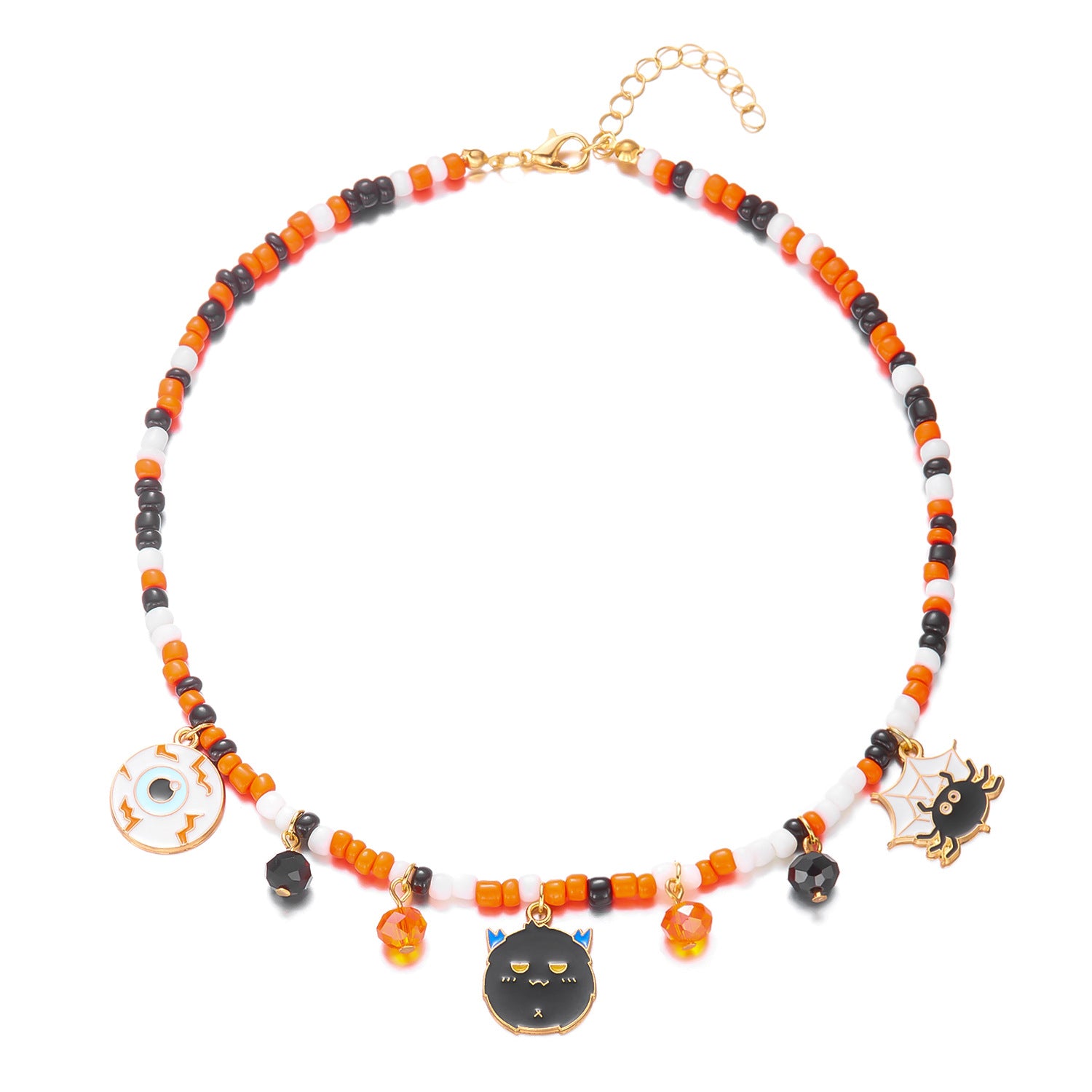 Wholesale Halloween Jewelry Pumpkin  Ghost Spider Pendant Handmade Rice Beads Necklace