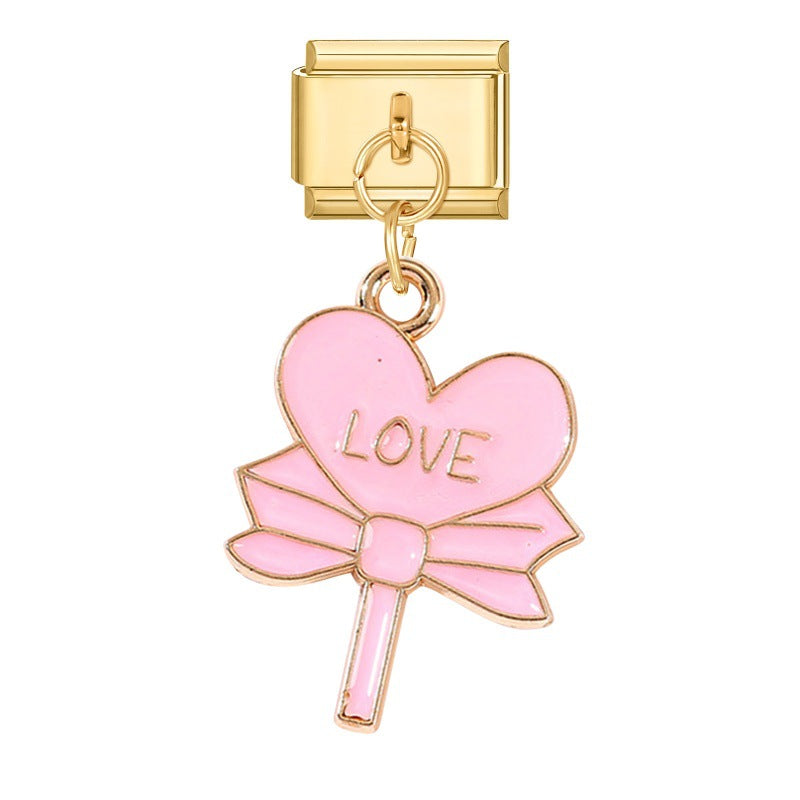 Wholesale Italian Charm Bracelet 9mm DIY Splicing Gold Heart Envelope Series Stainless Steel Composable Bracelet