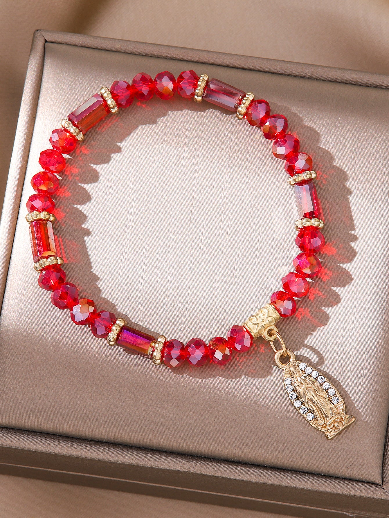 Wholesale  Madonna Pendant Color Transparent Crystal Handmade Beaded Bracelet