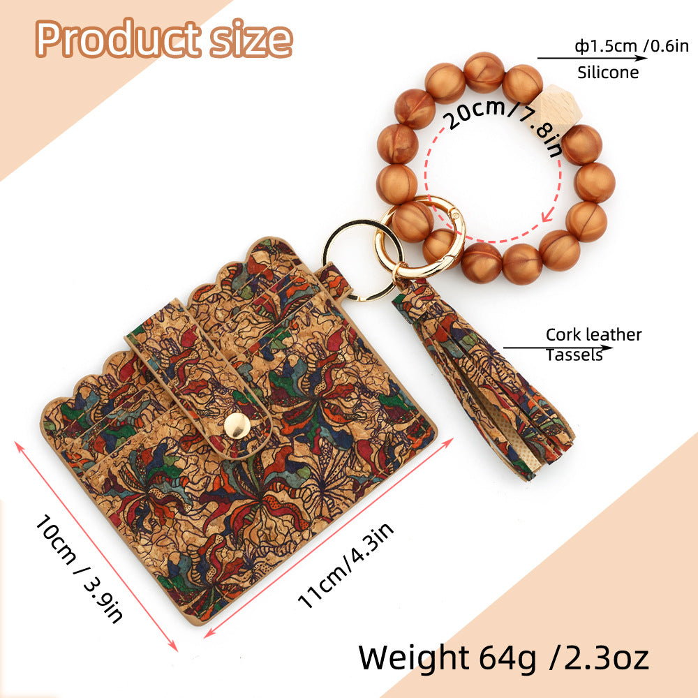 Wholesale 10PCS  Small Wallet Silicone Bead Bracelet Wristlet Keychain