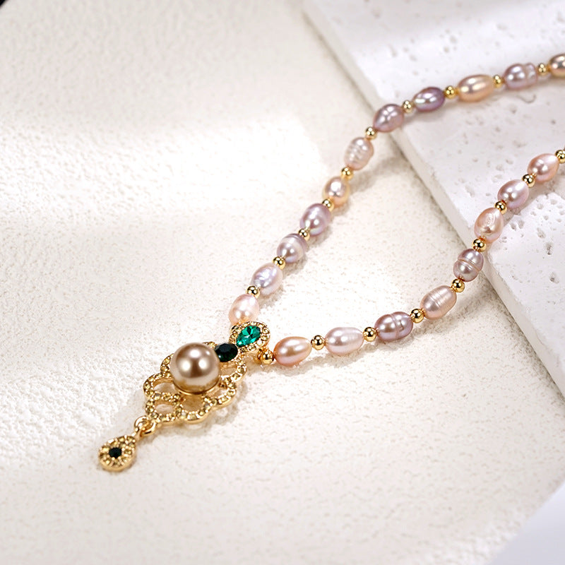 Wholesale Colored Pearl Necklace  All-match Clavicle Chain