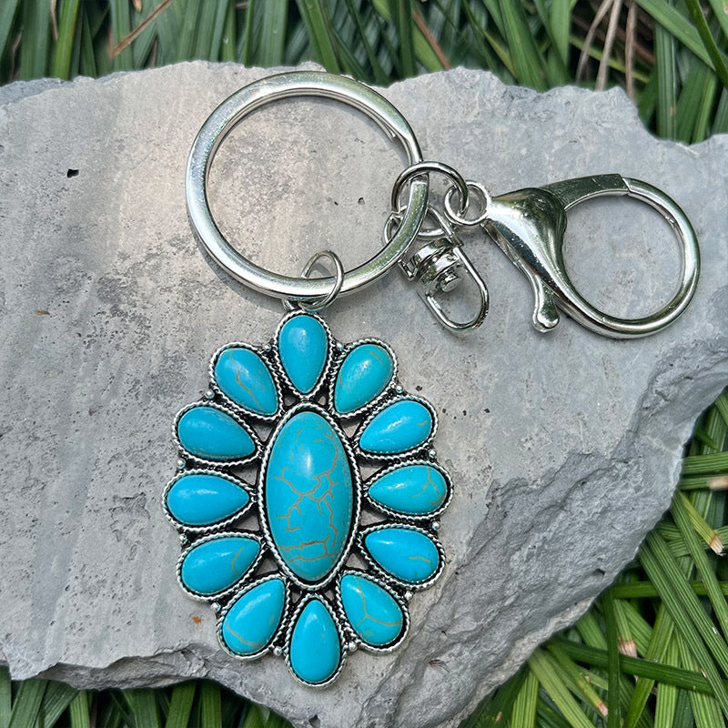 Wholesale 2pcs/pack Vintage Pumpkin Cactus Western Wind Turquoise Keychain ACC-KC-HY010