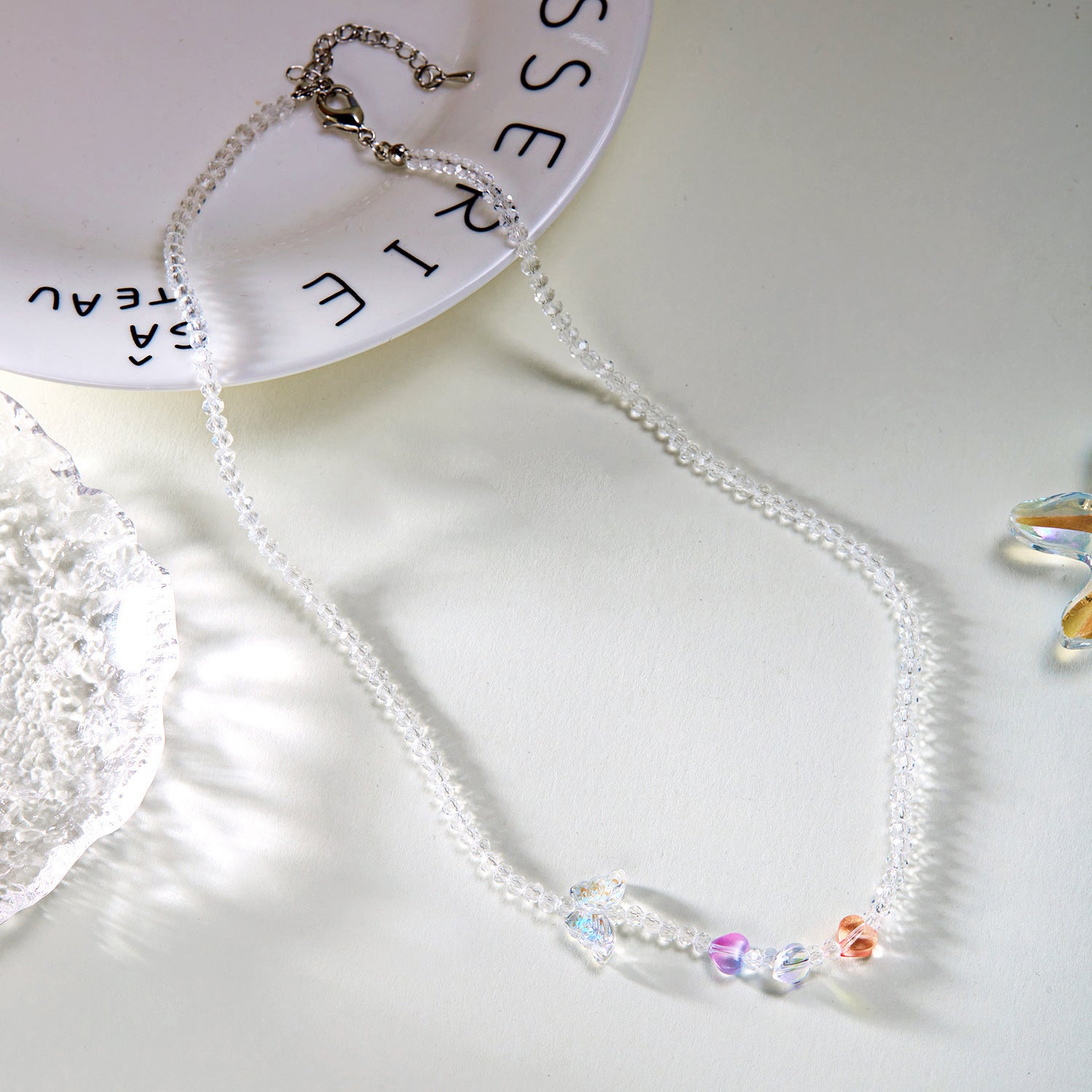 Wholesale  crystal acrylic butterfly card neck chain necklace