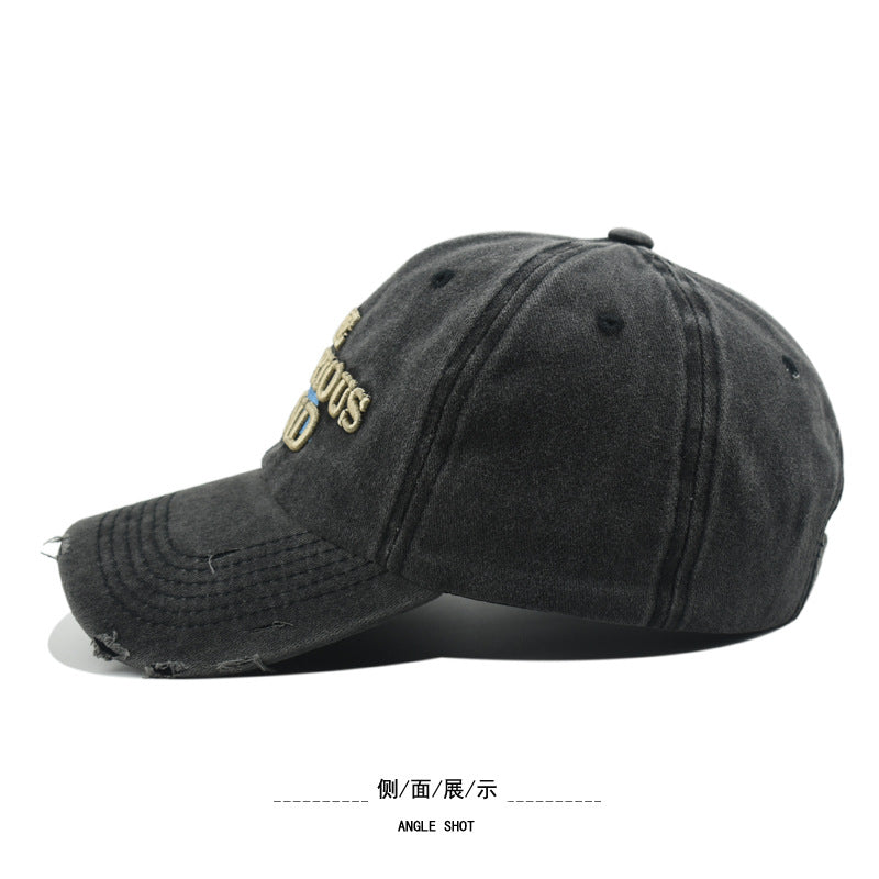 Wholesale  washed ripped baseball cap  embroidered letters baseball cap