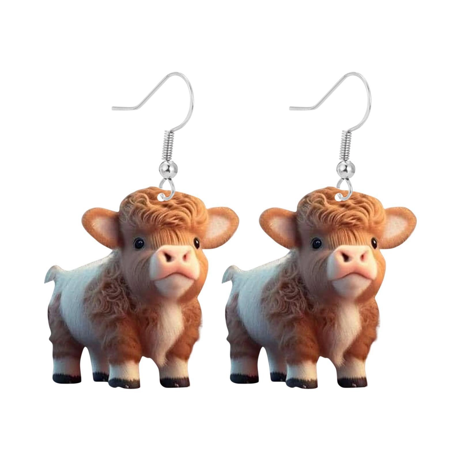 Wholesale Cartoon Colorful Cow Flat Acrylic Earrings ACC-ES-YuanJi001