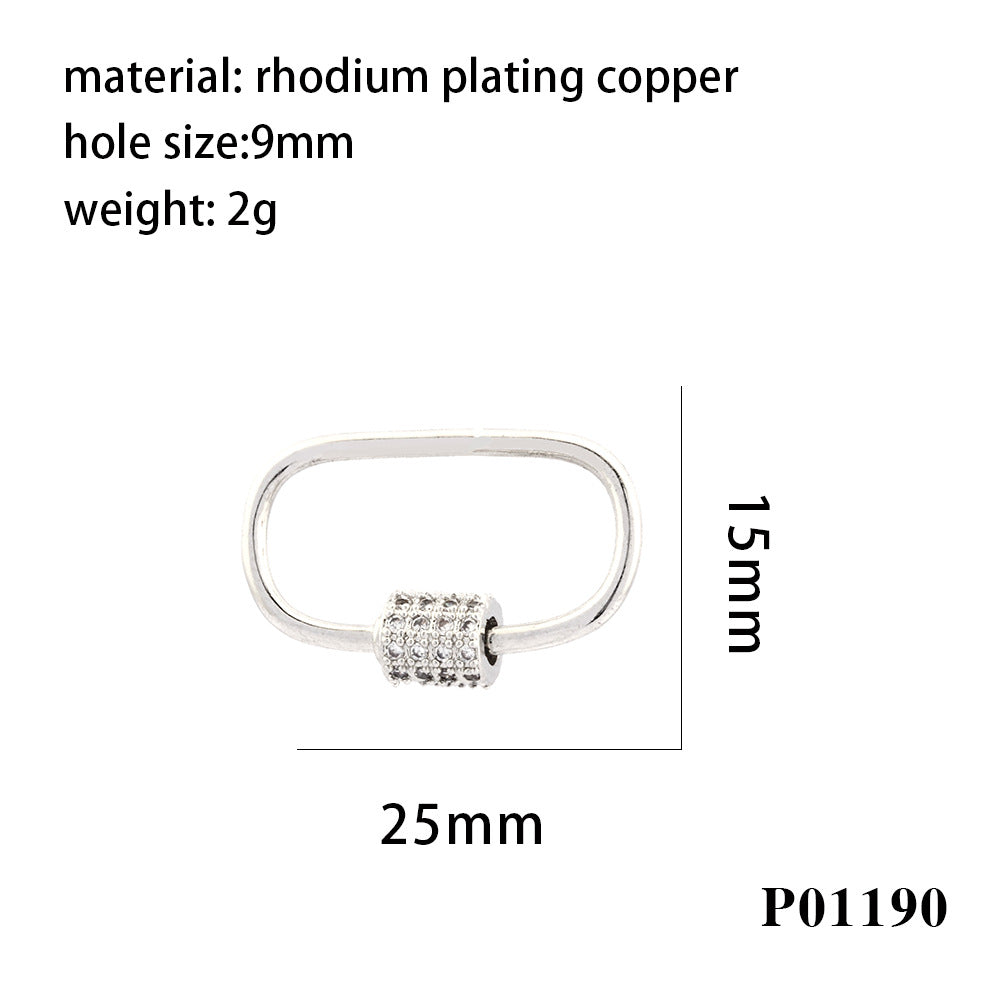 Wholesale Copper plated 18K real gold micro-inlaid oval screw buckle accessories DIY bracelet necklace connecting buckle
