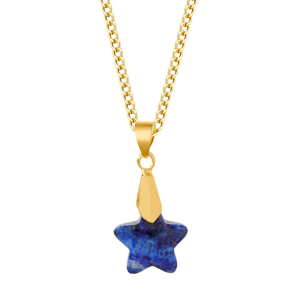 Wholesale Crystal Five Point Star Pendant Necklace Stainless Steel Women' s Jewelry Gift