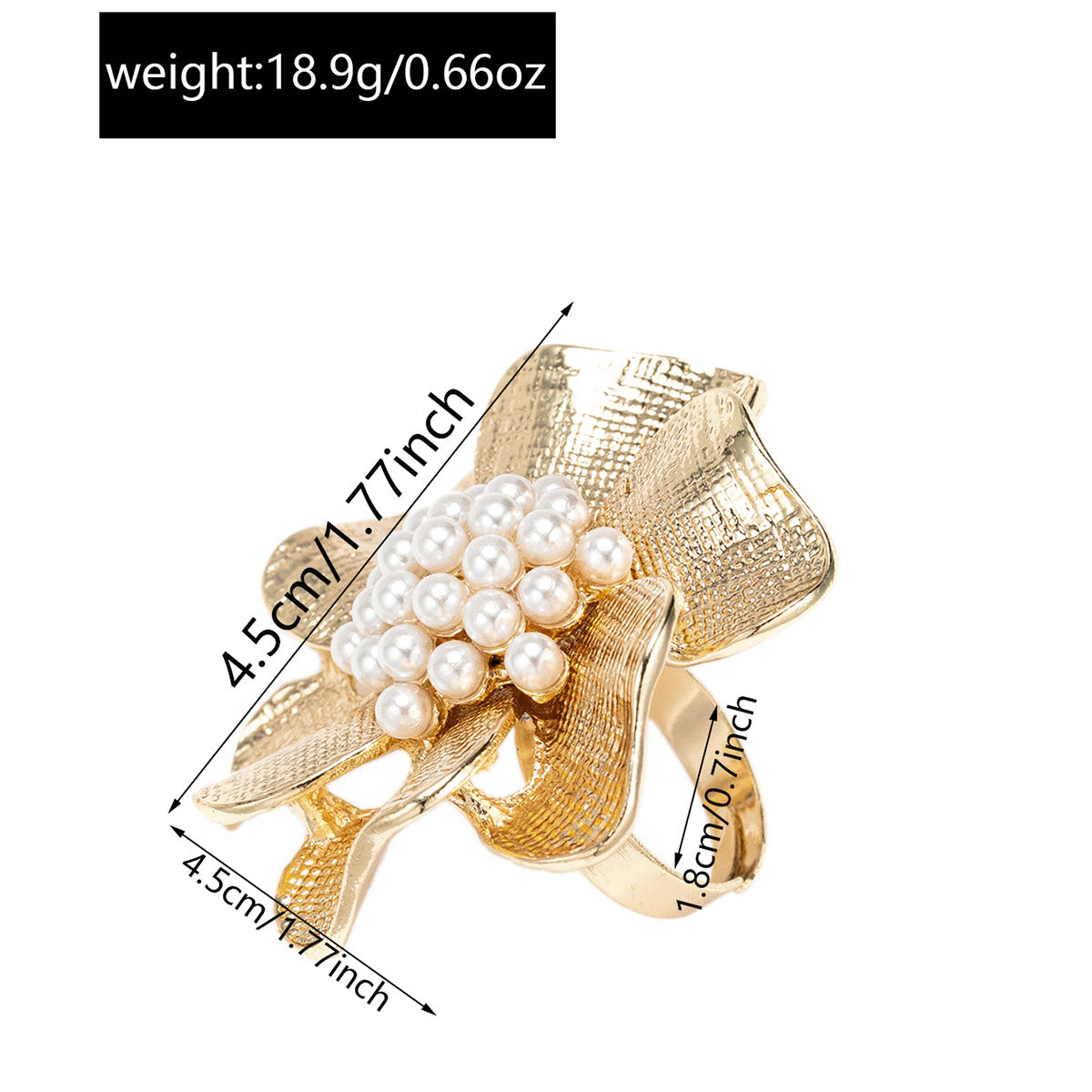 Wholesale Retro Exaggerated Pearl Flower Ring