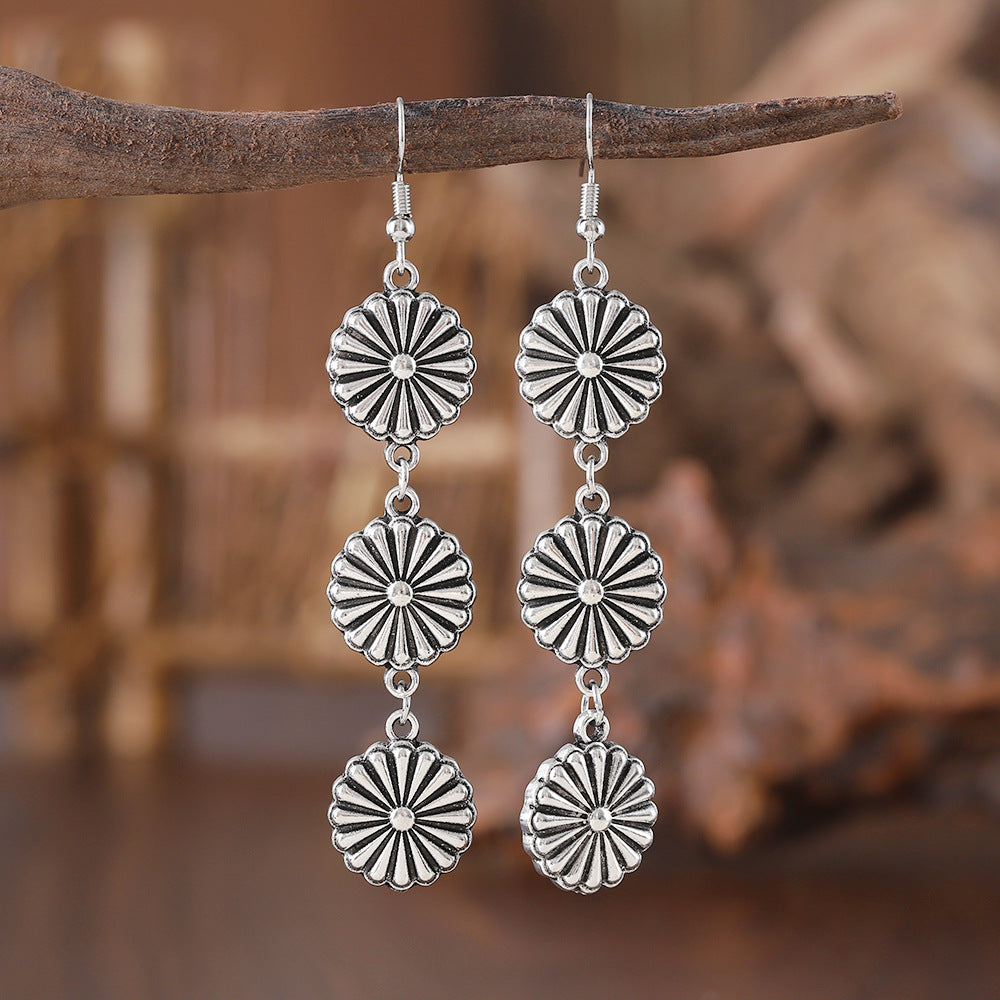 Wholesale Retro Floral Pumpkin Design Zinc Alloy Bracelet And Earrings Set Ethnic Style Jewelry For Everyday Wear And Gift Giving