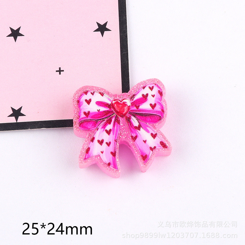 Wholesale 5pcs Acrylic Bow Straight Hole Cartoon Beads