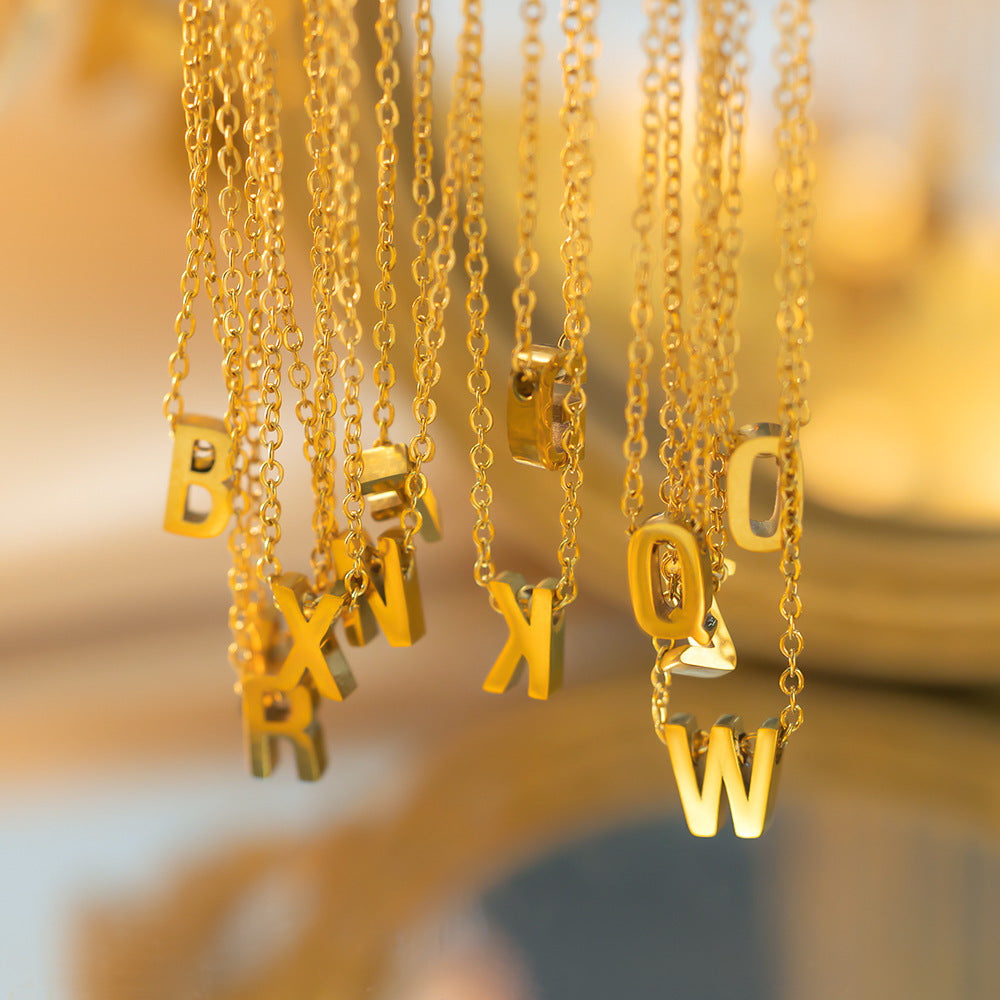Wholesale Titanium Steel Necklace Letter Necklace ACC-NE-XuHao001
