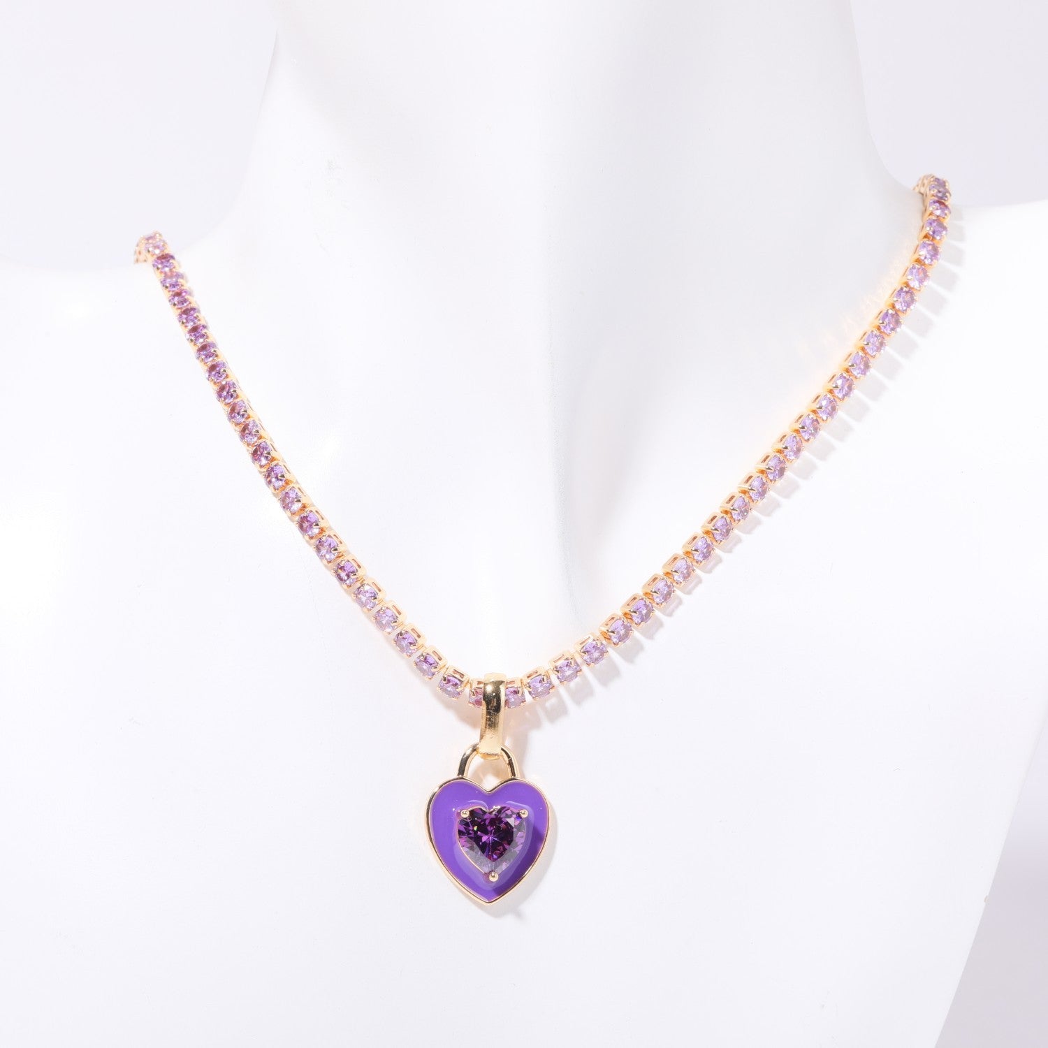 Wholesale titanium steel tennis chain colored zircon necklace emerald zircon light luxury necklace