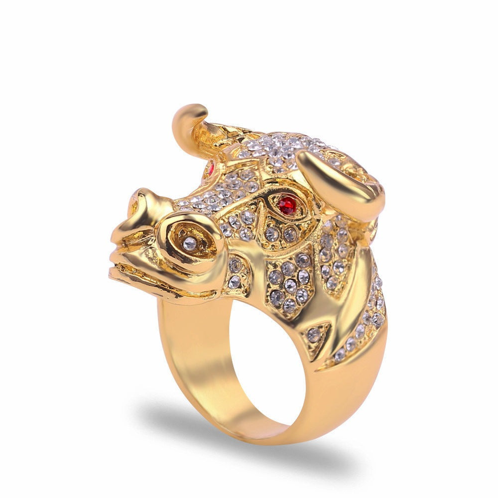 Wholesale hip hop stainless steel gold-plated ring