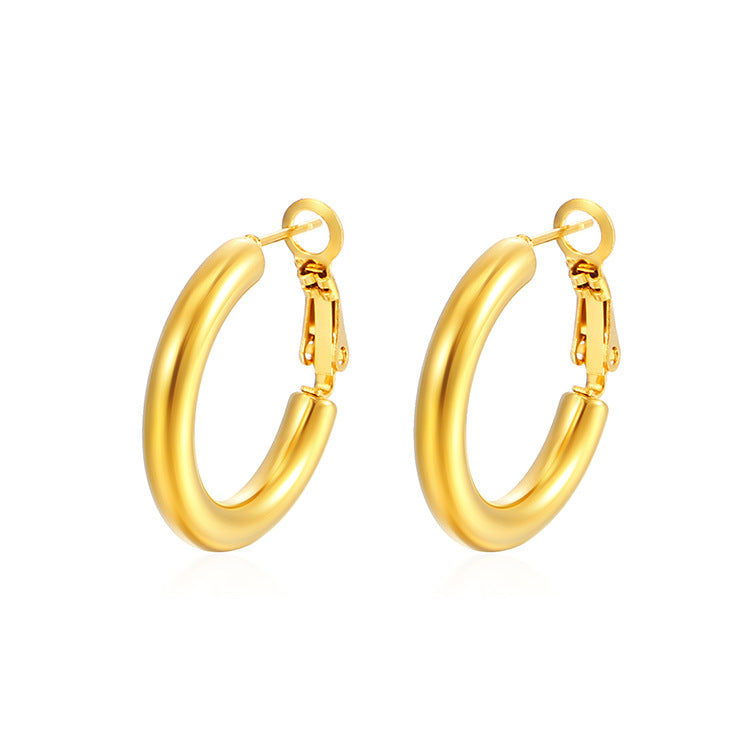 Wholesale Round Exaggerated Solid Stainless Steel 18K Gold Plated Earrings ACC-ES-MuShan018