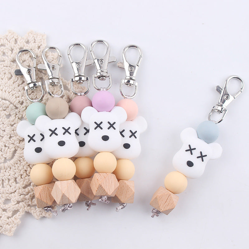 Wholesale Cartoon Bear Silicone Beaded Keychain ACC-KC-GuangTian075