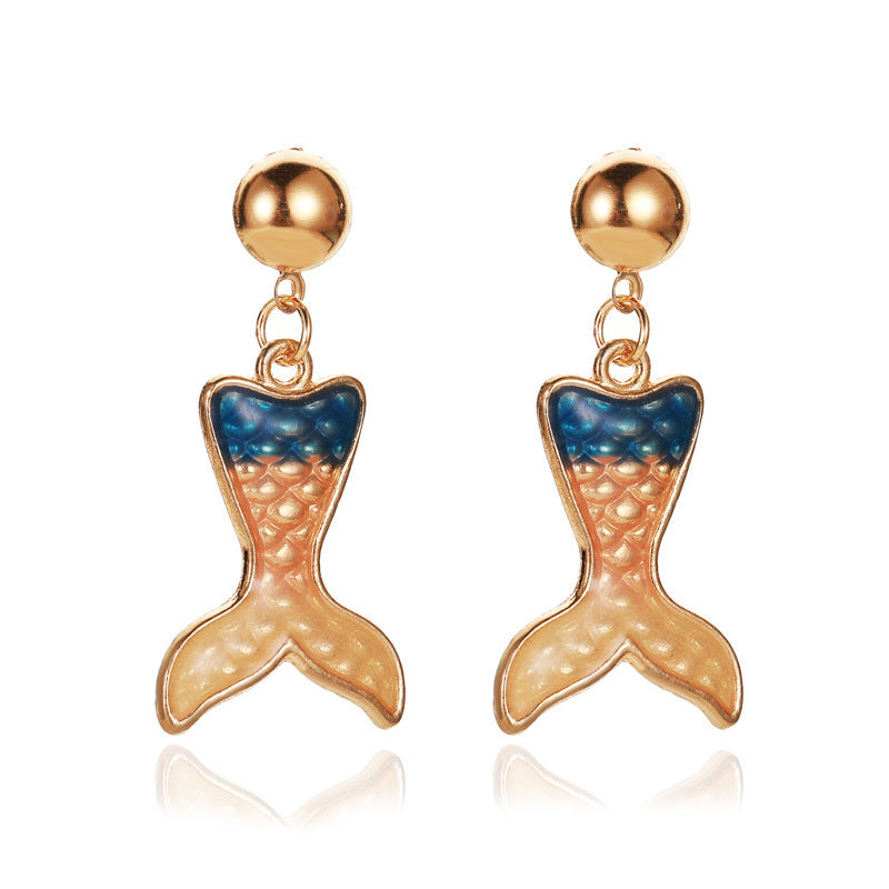 Wholesale mermaid tail jewelry suit clavicle chain earrings