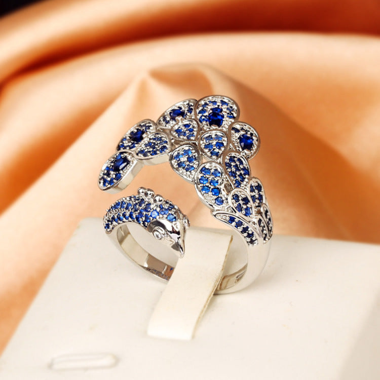 Wholesale Peacock open ring animal Bird ring