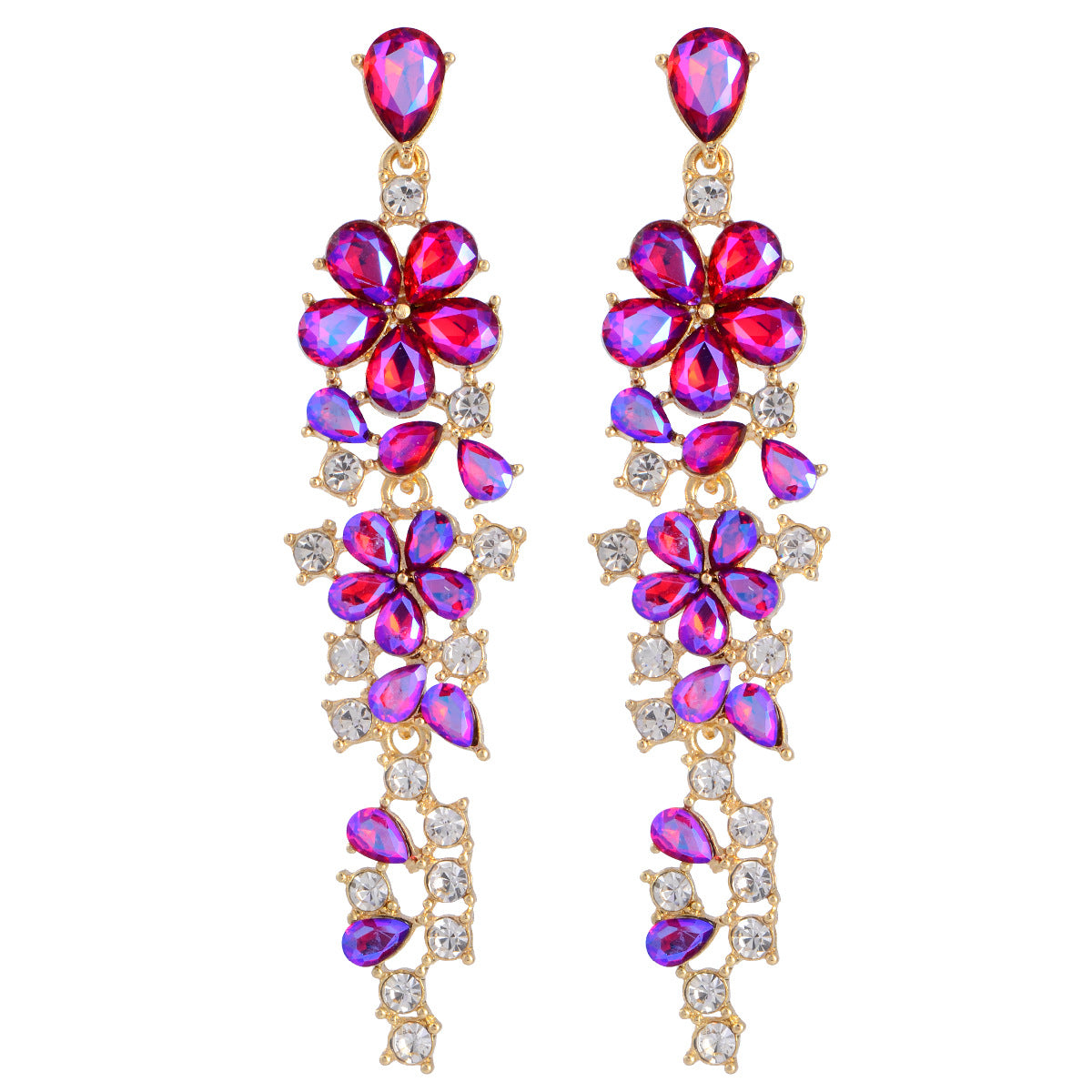Wholesale Long Colorful Zircon Tassel Earrings Flower Earrings ACC-ES-YiN005