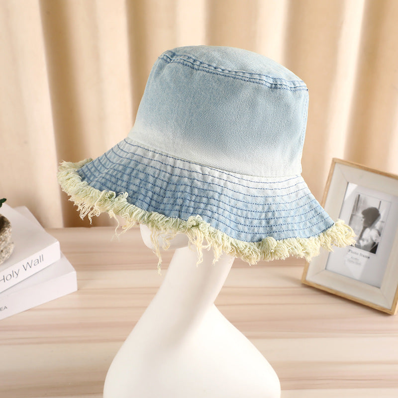 Wholesale Gradient raw edge washed bucket hat