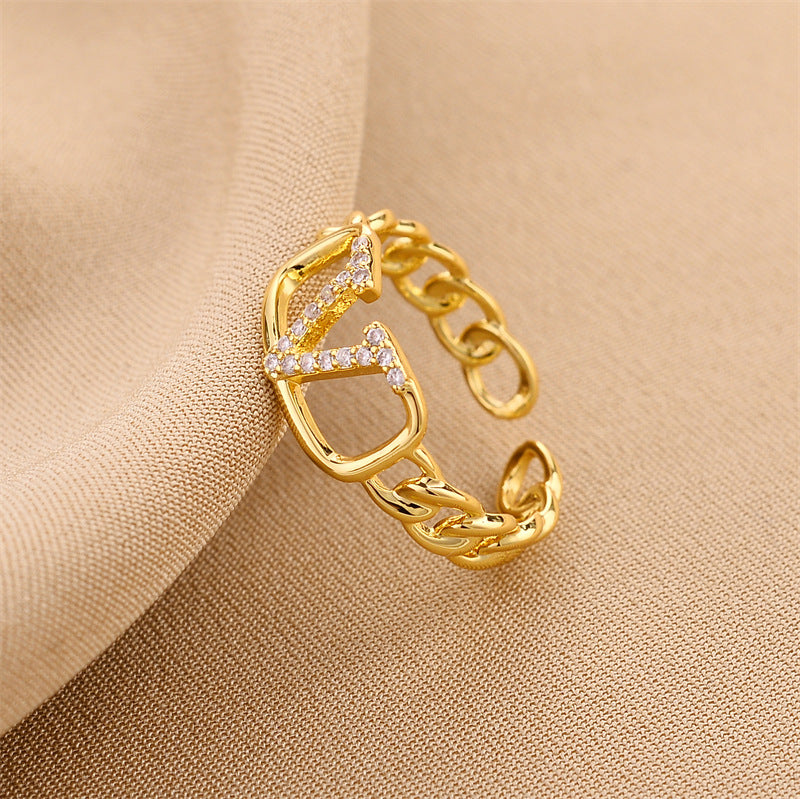 Wholesale Micro-Inlaid Zirconia Hollow Open Ring