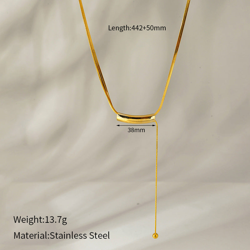 Wholesale Simple Curved Tube Round Pendant Necklace