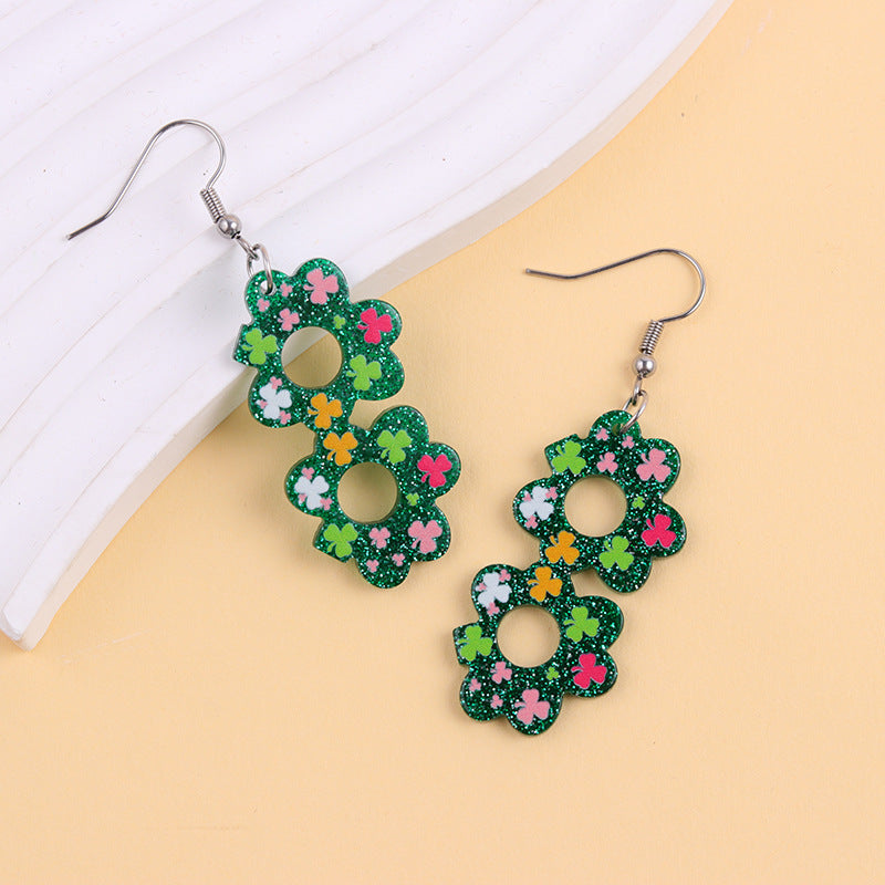 Wholesale  Irish Clover Acrylic Earrings