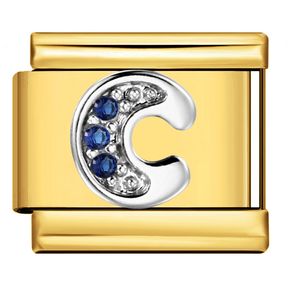 Wholesale 9mm Italian Charm Starter Bracelets DIY Letter Single Section Creative Stainless Steel Composable Bracelet