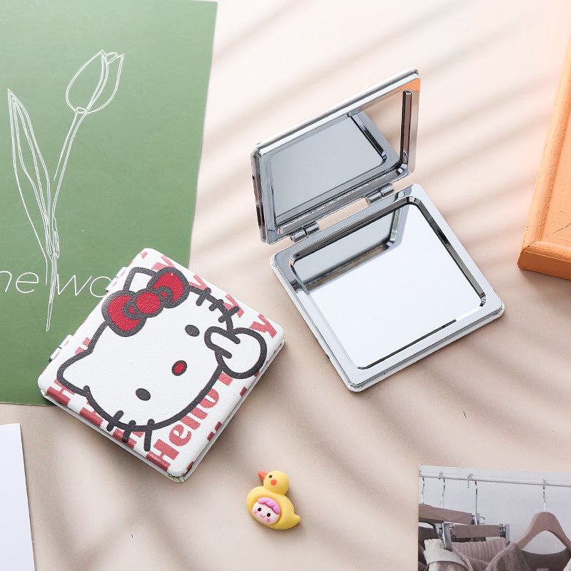Wholesale Cartoon Double-sided Mirror PU Leather Portable Folding Small Mirror ACCVIP-MR-Haic003